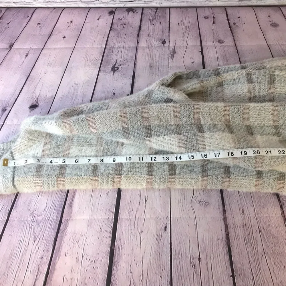 Anthropologie Pilcro Eliza Cream Plaid Sweater Longline Jacket Coat Shacket L